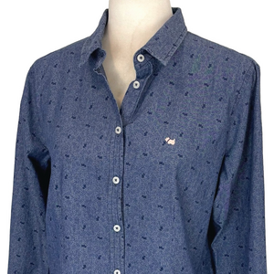 Ferrioni dog motif chambray shirt